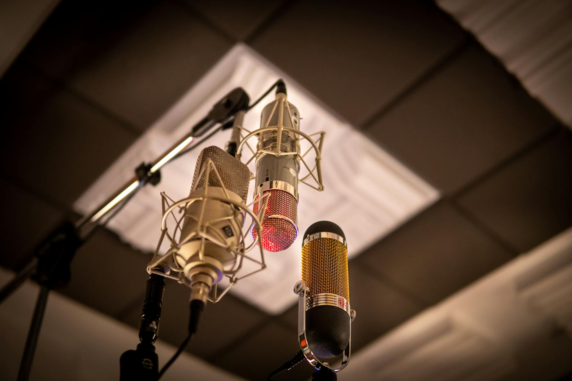 Close-up of voice recognition microphone and audio processing equipment