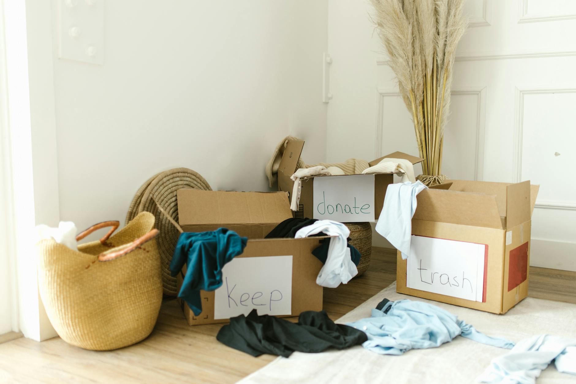 Professional organizer arranging items and creating systematic storage solutions in modern home