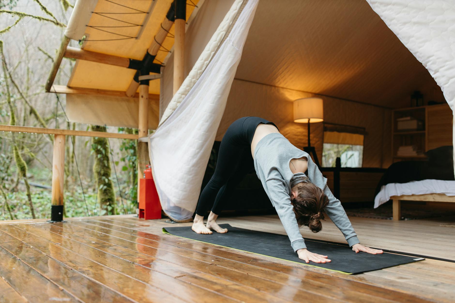 Peaceful wellness retreat environment with natural lighting and minimal technology