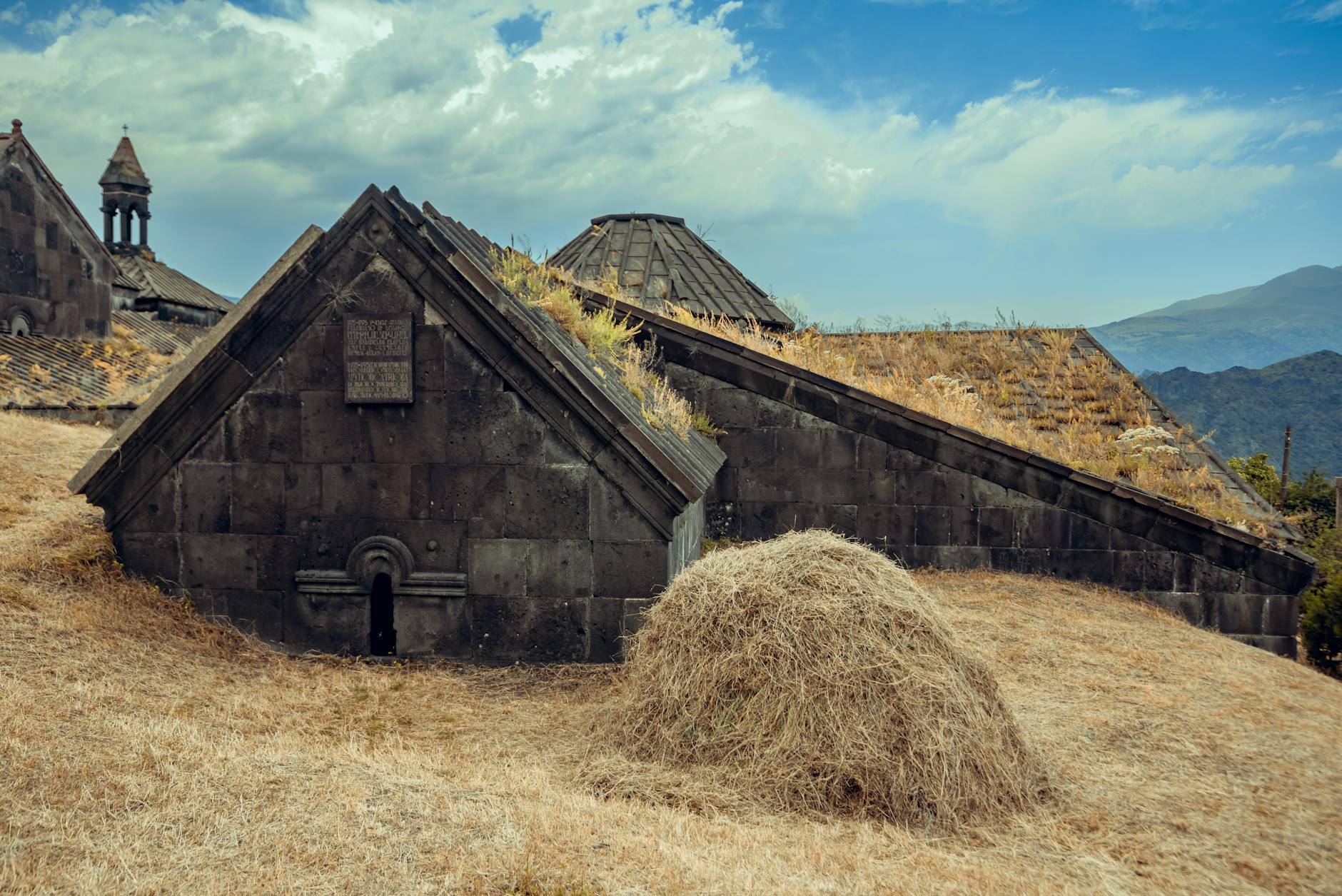 Small traditional village nestled in a forested valley in northern Armenia